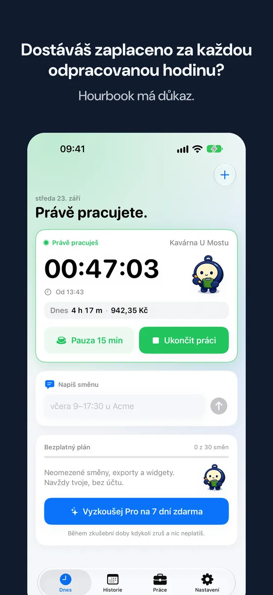 Snímek obrazovky Hourbook 1