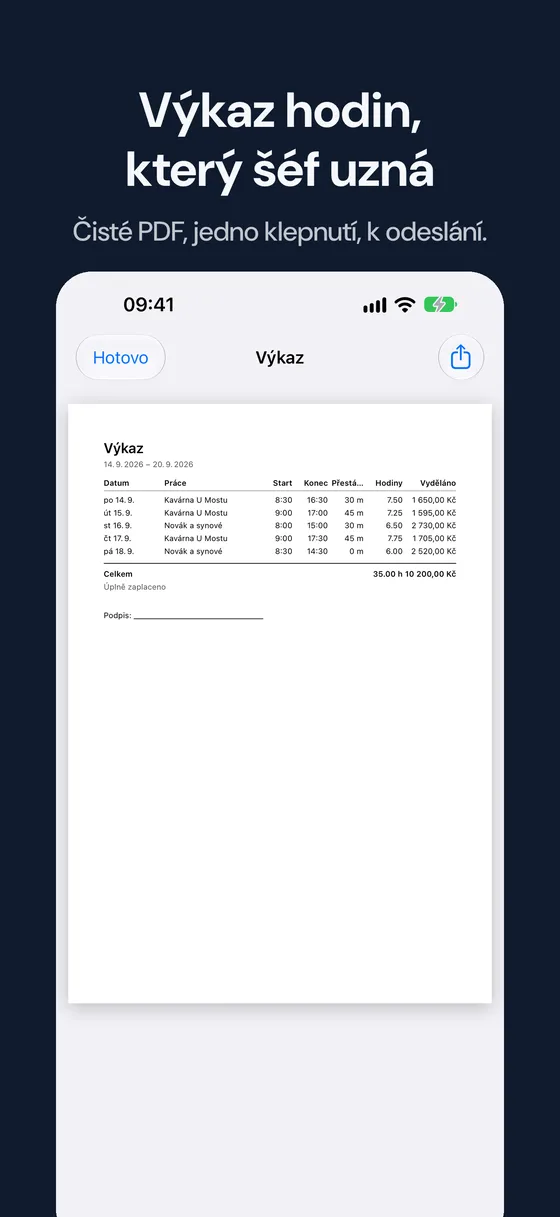 Snímek obrazovky Hourbook 3