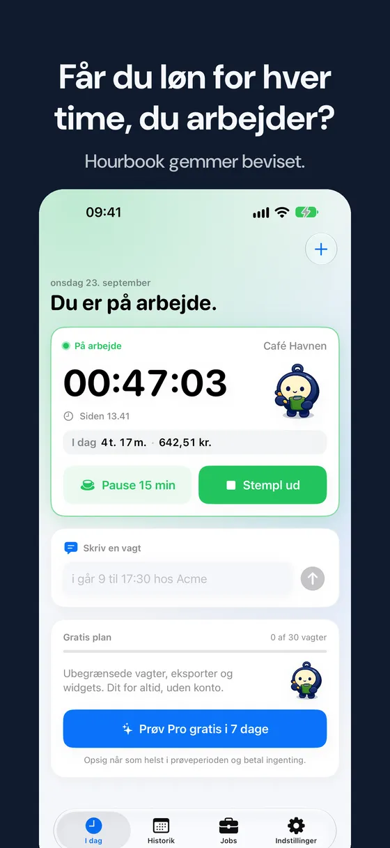 Hourbook skærmbillede 1