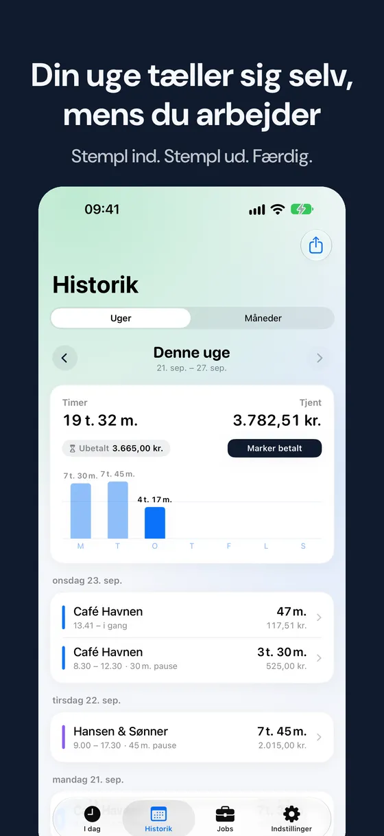Hourbook skærmbillede 2