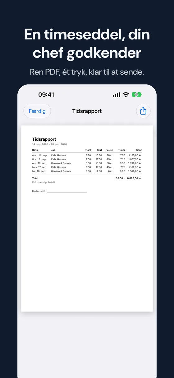 Hourbook skærmbillede 3