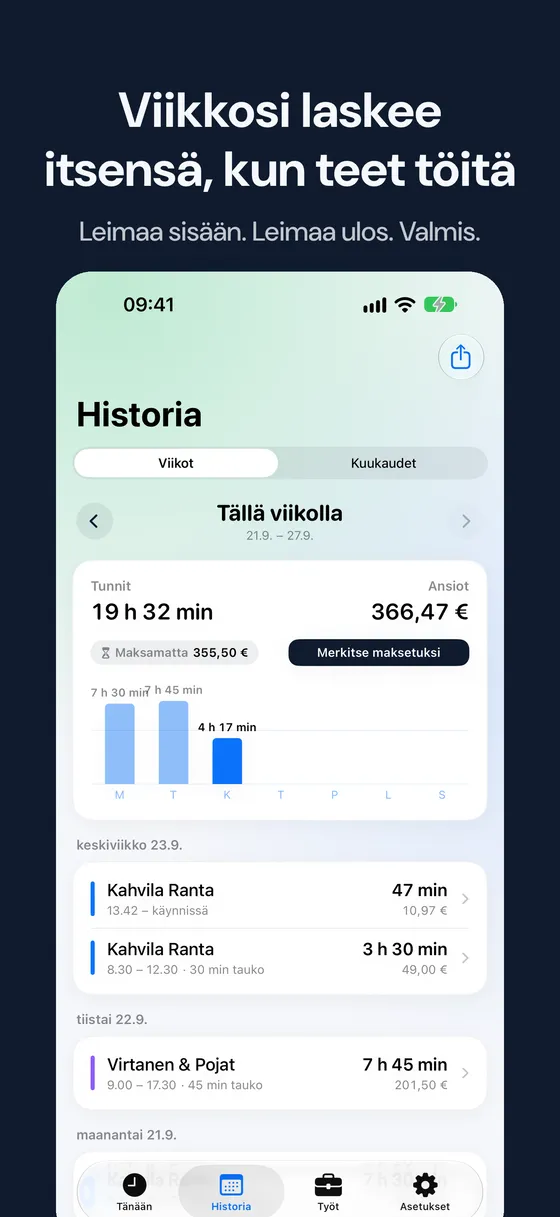 Hourbook kuvakaappaus 2