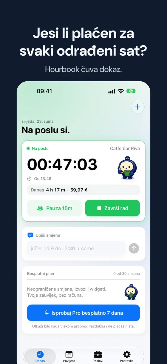 Snimka zaslona Hourbook 1