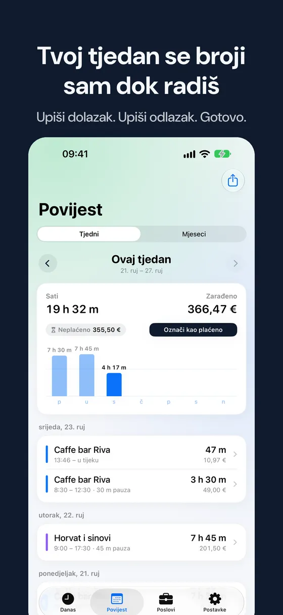 Snimka zaslona Hourbook 2