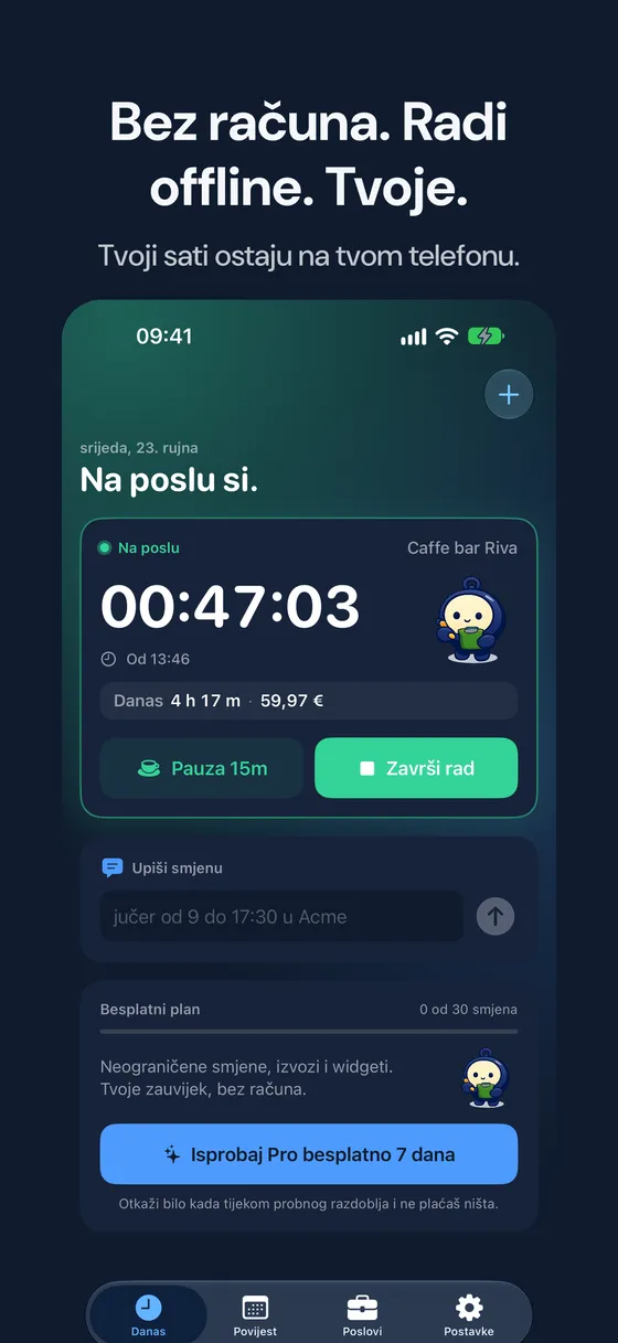 Snimka zaslona Hourbook 6
