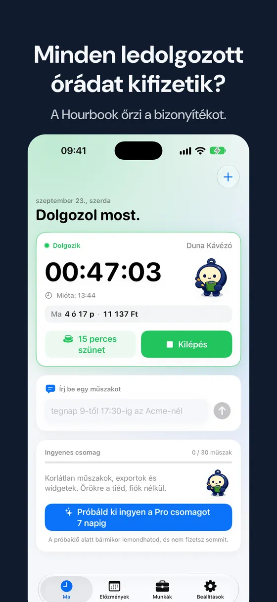 Hourbook képernyőkép 1
