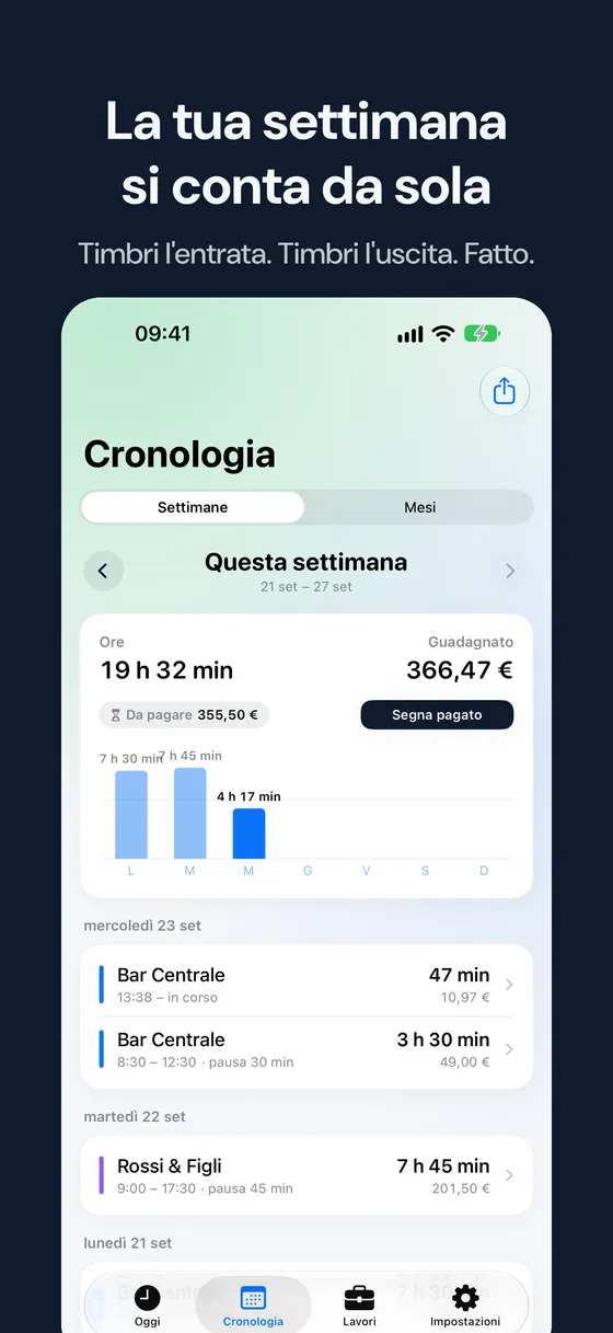 Schermata di Hourbook 2