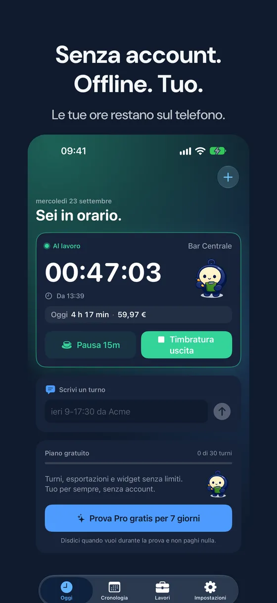 Schermata di Hourbook 6