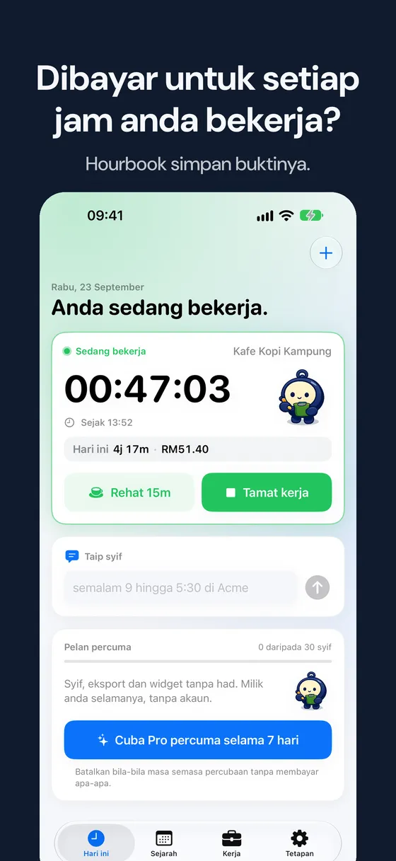 Tangkapan skrin Hourbook 1