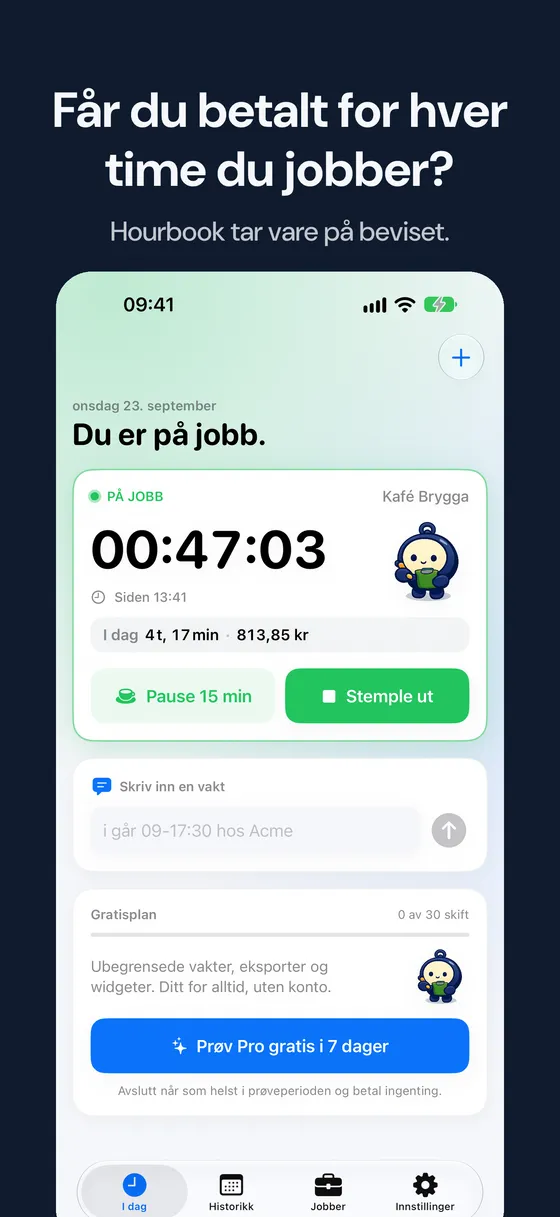 Hourbook skjermbilde 1