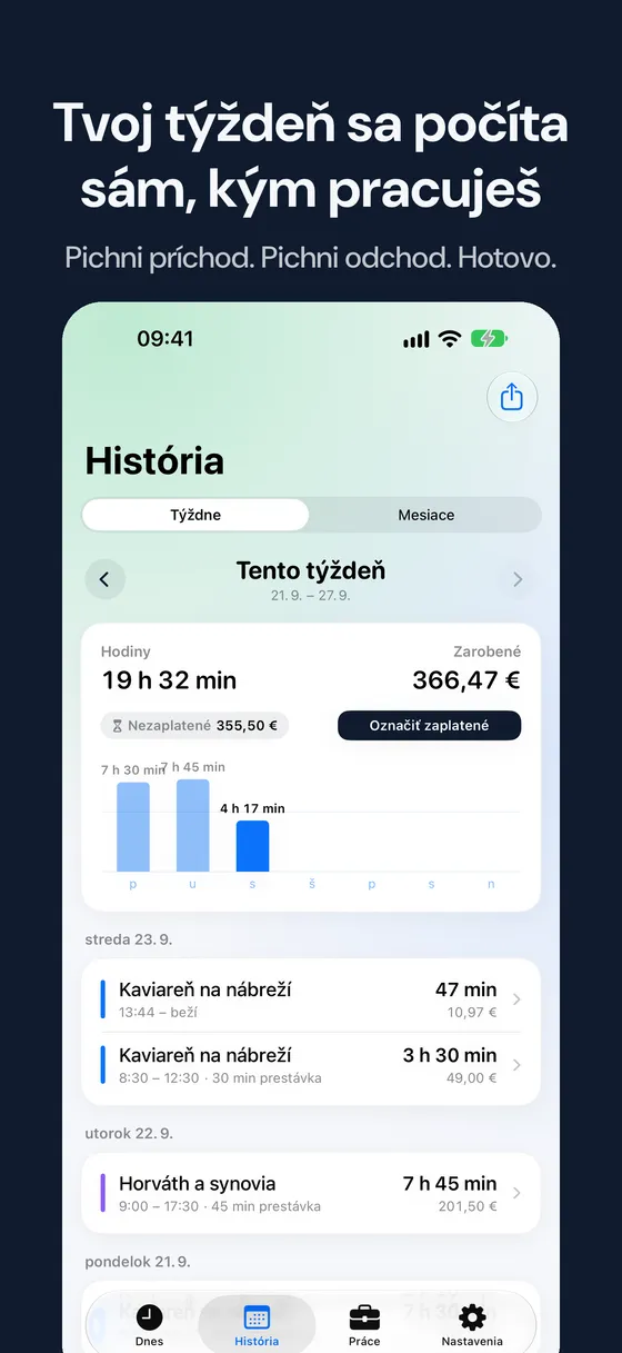 Snímka obrazovky Hourbook 2