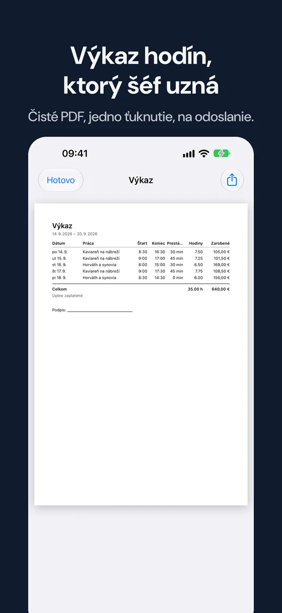 Snímka obrazovky Hourbook 3