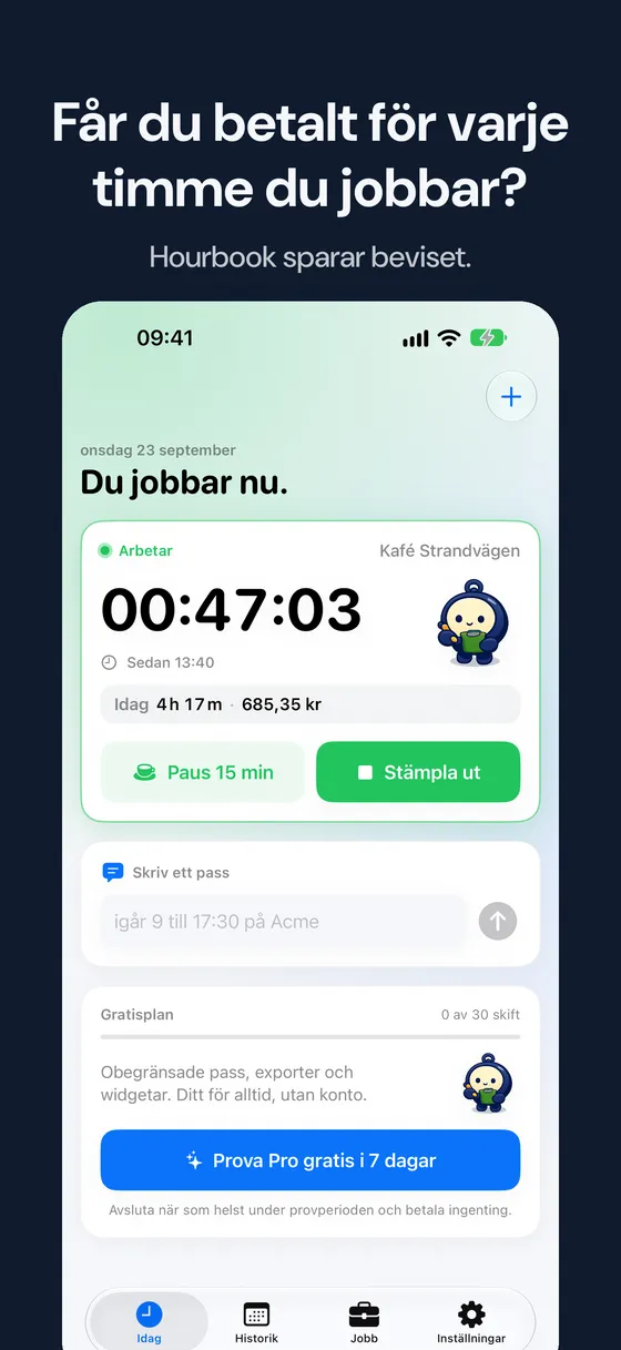 Hourbook skärmbild 1