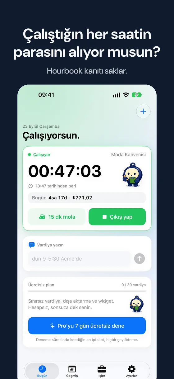 Hourbook ekran görüntüsü 1